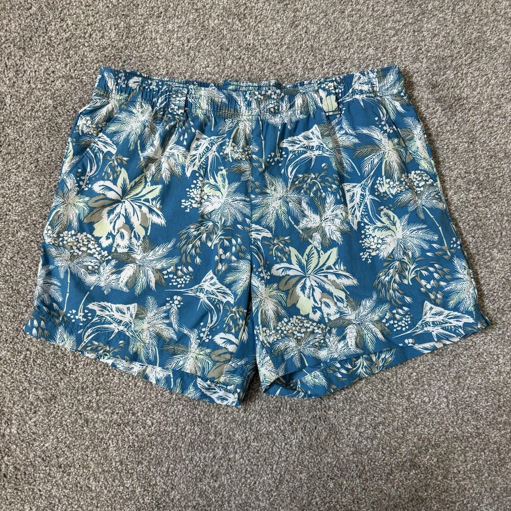 Columbia Swim Trunks Mens Medium Blue PFG Tropical Print Mesh Lined Quick Dry